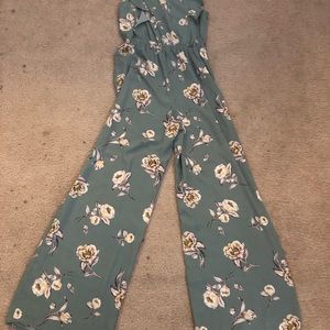 Flower print wide leg jumpsuit